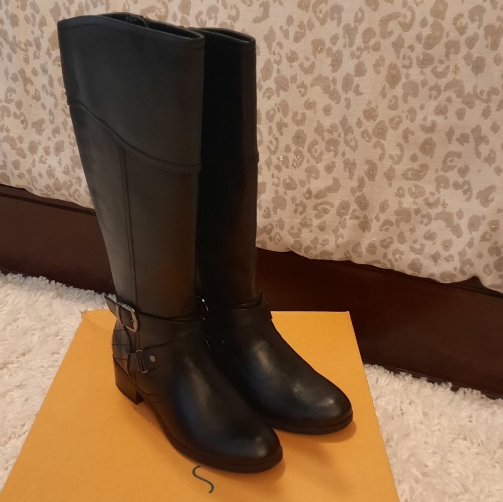 Unisa Black Leather Tall Boots NEW